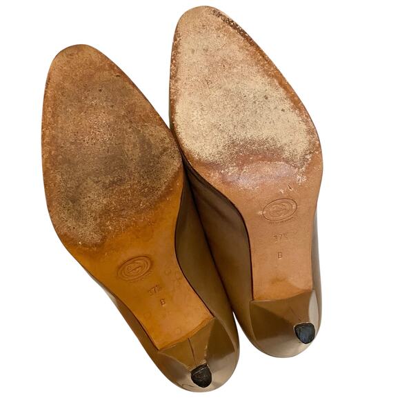VINTAGE 80s AUTHENTIC GUCCI Closed Almond Toe Heels Brown GG Charm Size 37.5 - Picture 12 of 12